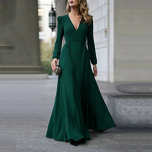 Women's A Line Dress Maxi long Dress Wine Green Black Long Sleeve Solid Color Split Patchwork Fall Winter V Neck Elegant Casual Party 2021 S M L XL
Women's A Line Dress Maxi long Dress Wine Green Black Long Sleeve Solid Color Split Patchwork Fall Winter V Neck Elegant Casual Party 2021 S M L XL