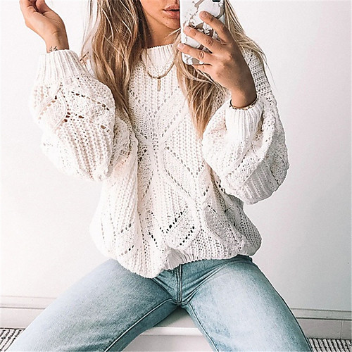 Women's Solid Color Pullover Long Sleeve Sweater Cardigans Crew Neck Fall Winter White Black Blue
Women's Solid Color Pullover Long Sleeve Sweater Cardigans Crew Neck Fall Winter White Black Blue