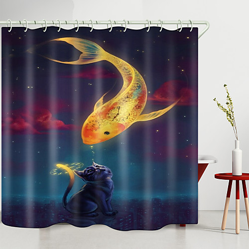 Cat Clock Fish Digital Printing Shower Curtain Shower Curtains Hooks Modern Polyester New Design
Cat Clock Fish Digital Printing Shower Curtain Shower Curtains Hooks Modern Polyester New Design