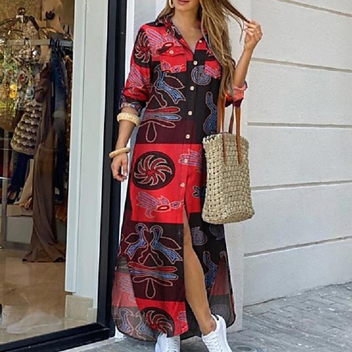 Women's Swing Dress Maxi long Dress Blue Yellow Wine Khaki Rainbow Red Long Sleeve Print Print Fall Shirt Collar Casual Holiday Loose 2021 S M L XL XXL
Women's Swing Dress Maxi long Dress Blue Yellow Wine Khaki Rainbow Red Long Sleeve Print Print Fall Shirt Collar Casual Holiday Loose 2021 S M L XL XXL