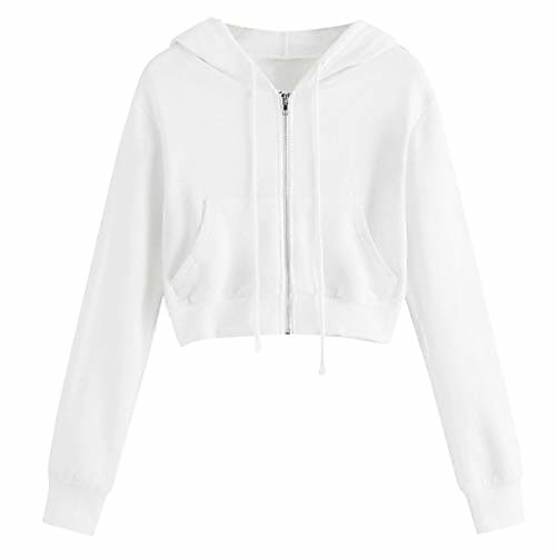 long sleeve crop sweatshirt hooded for women girl fashion solid zip up hoodie casual drawstring tops (white, s)
long sleeve crop sweatshirt hooded for women girl fashion solid zip up hoodie casual drawstring tops (white, s)