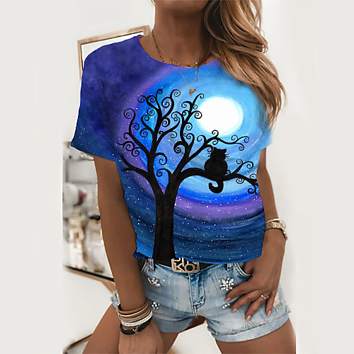 Women's T shirt Tie Dye Graphic Prints Animal Print Round Neck Tops Basic Basic Top Blue Gray
Women's T shirt Tie Dye Graphic Prints Animal Print Round Neck Tops Basic Basic Top Blue Gray