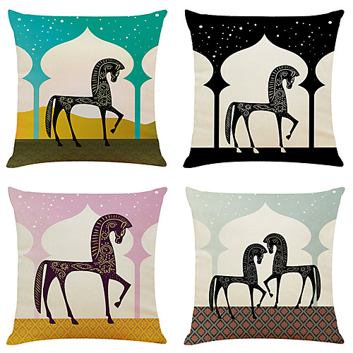 Set of 4 Art Horse Faux Linen Square Decorative Throw Pillow Cases Sofa Cushion Covers 18x18
Set of 4 Art Horse Faux Linen Square Decorative Throw Pillow Cases Sofa Cushion Covers 18x18