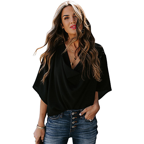 Women's T shirt Solid Colored Patchwork V Neck Tops Hawaiian Basic Top White Black Blue
Women's T shirt Solid Colored Patchwork V Neck Tops Hawaiian Basic Top White Black Blue