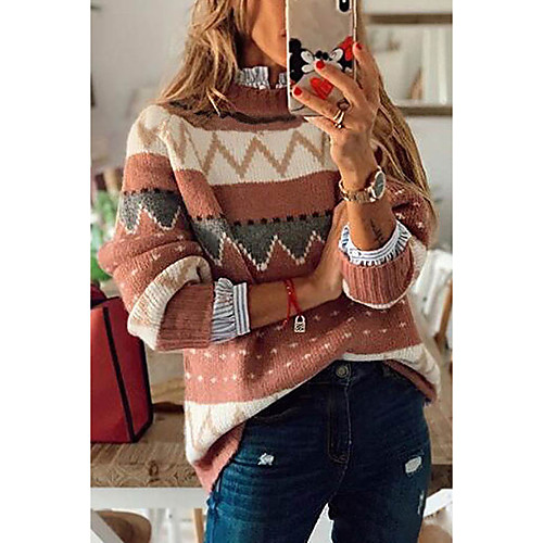 Women's Knitted Color Block Sweater Long Sleeve Sweater Cardigans Crew Neck Fall Winter Blushing Pink
Women's Knitted Color Block Sweater Long Sleeve Sweater Cardigans Crew Neck Fall Winter Blushing Pink