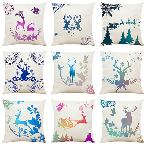 Set of 9 Elk Creative Christmas Faux Linen Square Decorative Throw Pillow Cases Sofa Cushion Covers 18x18
Set of 9 Elk Creative Christmas Faux Linen Square Decorative Throw Pillow Cases Sofa Cushion Covers 18x18