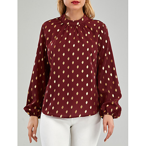 Women's Blouse Shirt Polka Dot Long Sleeve Print Round Neck Elegant Vintage Tops Red
Women's Blouse Shirt Polka Dot Long Sleeve Print Round Neck Elegant Vintage Tops Red
