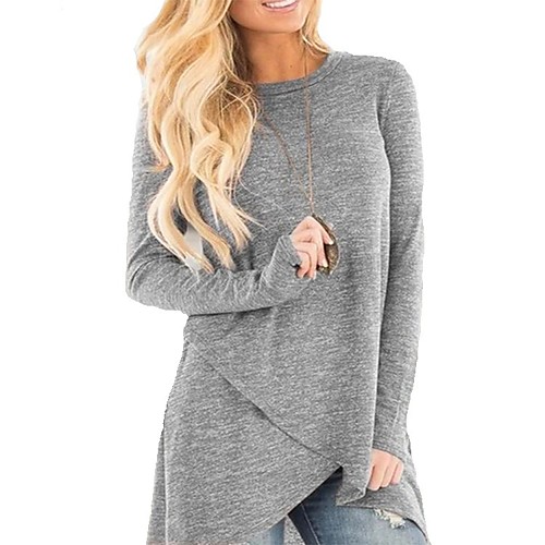 Women's Blouse Shirt Solid Colored Long Sleeve Asymmetric Round Neck Basic Tops Black Blue Blushing Pink
Women's Blouse Shirt Solid Colored Long Sleeve Asymmetric Round Neck Basic Tops Black Blue Blushing Pink