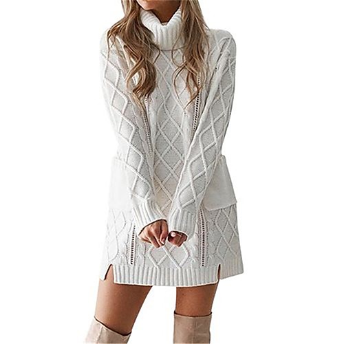 Women's Sweater Jumper Dress Short Mini Dress Gray Khaki White Black Long Sleeve Solid Color Patchwork Print Winter Turtleneck Casual Slim 2021 S M L XL
Women's Sweater Jumper Dress Short Mini Dress Gray Khaki White Black Long Sleeve Solid Color Patchwork Print Winter Turtleneck Casual Slim 2021 S M L XL