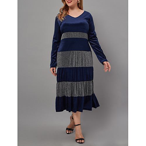 Women's Sheath Dress Midi Dress Royal Blue Long Sleeve Color Block Patchwork Fall Spring V Neck Casual Slim 2021 S M L XL XXL / Velvet
Women's Sheath Dress Midi Dress Royal Blue Long Sleeve Color Block Patchwork Fall Spring V Neck Casual Slim 2021 S M L XL XXL / Velvet