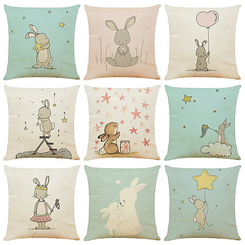 Set of 9 Cute Rabbit Faux Linen Square Decorative Throw Pillow Cases Sofa Cushion Covers 18x18
Set of 9 Cute Rabbit Faux Linen Square Decorative Throw Pillow Cases Sofa Cushion Covers 18x18