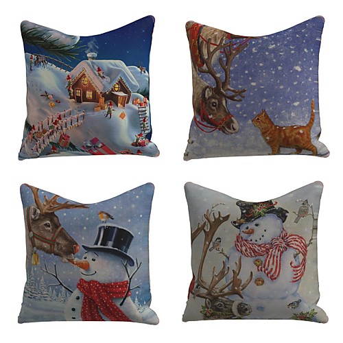 Set of 4 Faux Linen Pillow Cover Special Design Cartoon Traditional Christmas Throw Snowflake Snowman Cartoon Print Pillow 4545cm
Set of 4 Faux Linen Pillow Cover Special Design Cartoon Traditional Christmas Throw Snowflake Snowman Cartoon Print Pillow 4545cm