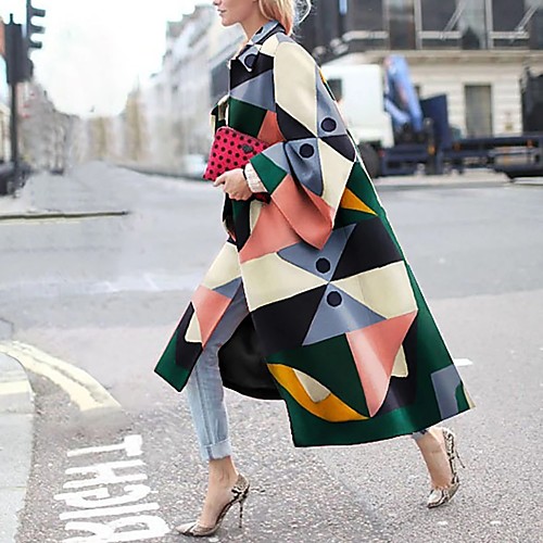 Women's Coat Daily Fall & Winter Long Coat Loose Jacket Long Sleeve Color Block Patchwork Rainbow / Print
Women's Coat Daily Fall & Winter Long Coat Loose Jacket Long Sleeve Color Block Patchwork Rainbow / Print