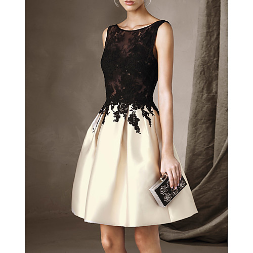 A-Line Beautiful Back Sexy Party Wear Cocktail Party Dress Illusion Neck Sleeveless Short / Mini Lace Satin with Pleats Lace Insert 2021
A-Line Beautiful Back Sexy Party Wear Cocktail Party Dress Illusion Neck Sleeveless Short / Mini Lace Satin with Pleats Lace Insert 2021