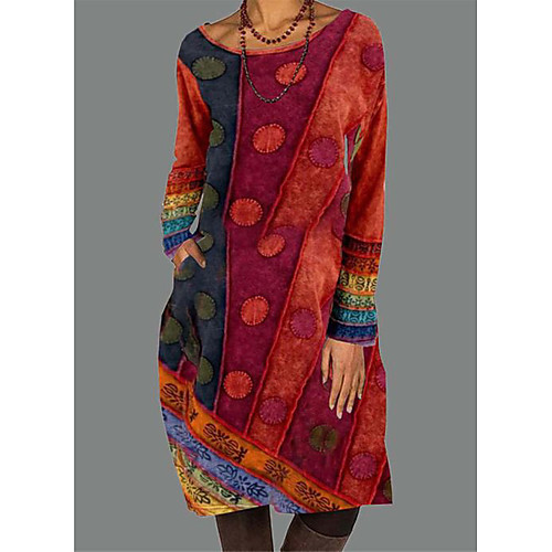Women's Shift Dress Midi Dress Blue Red Long Sleeve Print Print Fall Spring Round Neck Casual 2021 M L XL XXL 3XL
Women's Shift Dress Midi Dress Blue Red Long Sleeve Print Print Fall Spring Round Neck Casual 2021 M L XL XXL 3XL