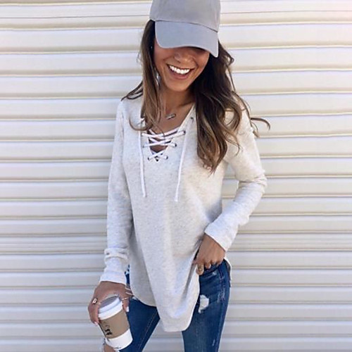 Women's Blouse Shirt Plain Solid Colored Long Sleeve Drawstring Cut Out Knotted V Neck Basic Sexy Tops White Black Blushing Pink
Women's Blouse Shirt Plain Solid Colored Long Sleeve Drawstring Cut Out Knotted V Neck Basic Sexy Tops White Black Blushing Pink