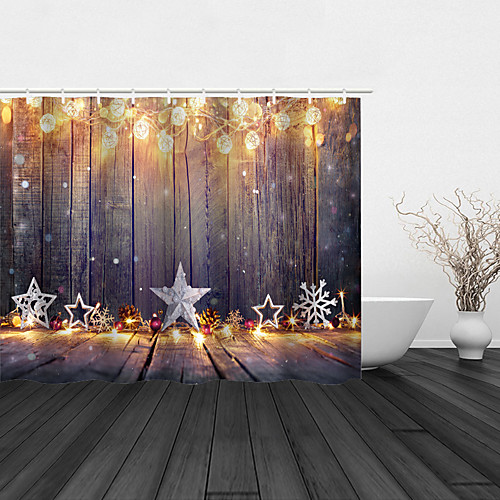 Bathroom Shower Curtain And Hook Rainbow Classic Polyester Material Christmas Lights Wooden Shower Curtain
Bathroom Shower Curtain And Hook Rainbow Classic Polyester Material Christmas Lights Wooden Shower Curtain