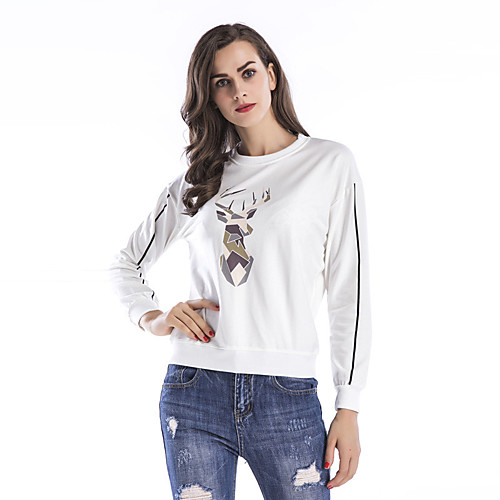 Women's Blouse Shirt Deer Long Sleeve Patchwork Print Round Neck Basic Tops White Black
Women's Blouse Shirt Deer Long Sleeve Patchwork Print Round Neck Basic Tops White Black
