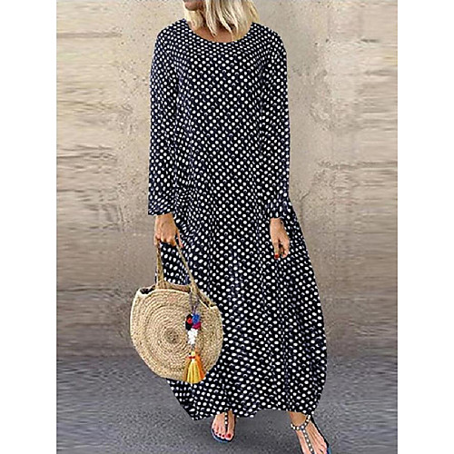 Women's Shift Dress Maxi long Dress Blue White Black Long Sleeve Polka Dot Print Print Spring Summer Round Neck Work Elegant Loose 2021 M L XL XXL 3XL 4XL 5XL / Plus Size
Women's Shift Dress Maxi long Dress Blue White Black Long Sleeve Polka Dot Print Print Spring Summer Round Neck Work Elegant Loose 2021 M L XL XXL 3XL 4XL 5XL / Plus Size