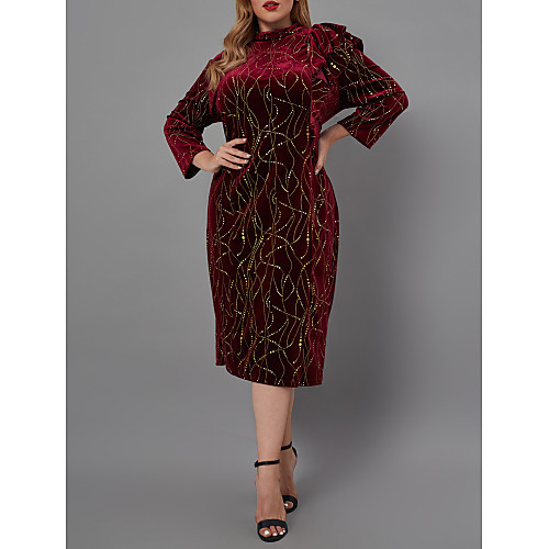 Women's Sheath Dress Midi Dress Wine Long Sleeve Floral Sequins Ruched Ruffle Fall Spring Turtleneck Vintage Party Slim 2021 S M L XL XXL / Velvet
Women's Sheath Dress Midi Dress Wine Long Sleeve Floral Sequins Ruched Ruffle Fall Spring Turtleneck Vintage Party Slim 2021 S M L XL XXL / Velvet