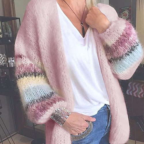 Women's Basic Casual Color Block Rainbow Color Block Cardigan Long Sleeve Loose Sweater Cardigans Open Front Holiday Fall Winter Yellow Blushing Pink Light Green
Women's Basic Casual Color Block Rainbow Color Block Cardigan Long Sleeve Loose Sweater Cardigans Open Front Holiday Fall Winter Yellow Blushing Pink Light Green
