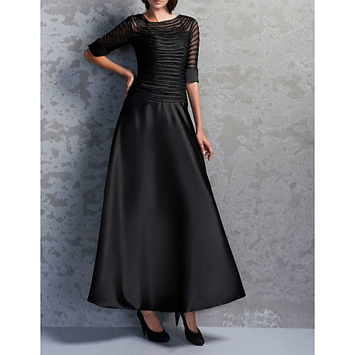 A-Line Mother of the Bride Dress Elegant Jewel Neck Ankle Length Satin Tulle Half Sleeve with Ruching 2021
A-Line Mother of the Bride Dress Elegant Jewel Neck Ankle Length Satin Tulle Half Sleeve with Ruching 2021