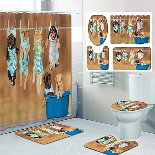 Cute dog Pattern Printing Bathroom Shower Curtain Leisure Toilet Four-Piece Design
Cute dog Pattern Printing Bathroom Shower Curtain Leisure Toilet Four-Piece Design