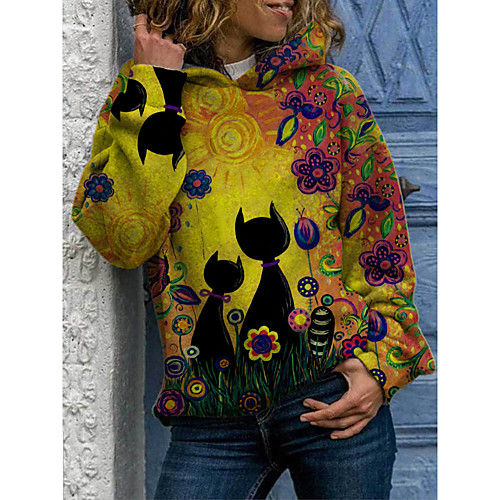 Women's Hoodie Pullover Print Cat Animal Patterned Daily Basic Casual Hoodies Sweatshirts Cotton Blue Purple Yellow
Women's Hoodie Pullover Print Cat Animal Patterned Daily Basic Casual Hoodies Sweatshirts Cotton Blue Purple Yellow