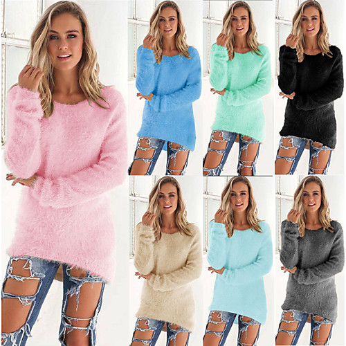 Women's Knitted Solid Color Plain Pullover Long Sleeve Plus Size Sweater Cardigans Crew Neck Fall Winter White Black Blue
Women's Knitted Solid Color Plain Pullover Long Sleeve Plus Size Sweater Cardigans Crew Neck Fall Winter White Black Blue