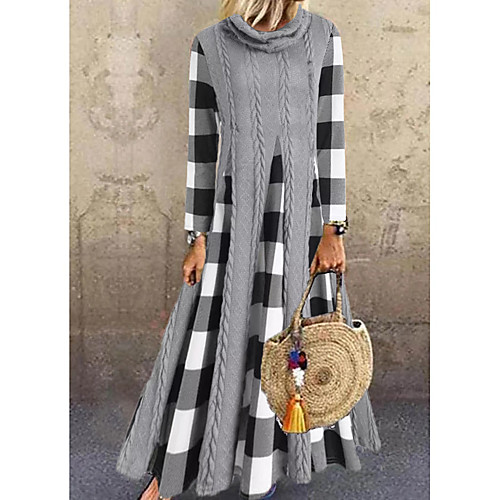 Women's Sweater Jumper Dress Maxi long Dress Gray Long Sleeve Check Color Block Patchwork Fall Spring Round Neck Casual Loose 2021 M L XL XXL 3XL
Women's Sweater Jumper Dress Maxi long Dress Gray Long Sleeve Check Color Block Patchwork Fall Spring Round Neck Casual Loose 2021 M L XL XXL 3XL
