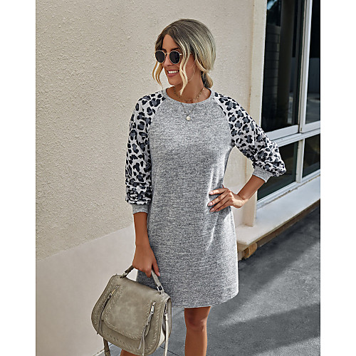 Women's Shift Dress Knee Length Dress Blue Gray Black Long Sleeve Leopard Pocket Patchwork Print Fall Round Neck Casual Slim 2021 S M L XL
Women's Shift Dress Knee Length Dress Blue Gray Black Long Sleeve Leopard Pocket Patchwork Print Fall Round Neck Casual Slim 2021 S M L XL