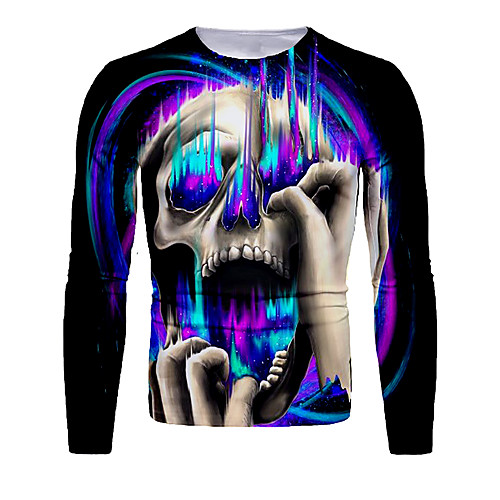Men's T shirt 3D Print Graphic 3D Skull Print Long Sleeve Halloween Tops Basic Blue
Men's T shirt 3D Print Graphic 3D Skull Print Long Sleeve Halloween Tops Basic Blue