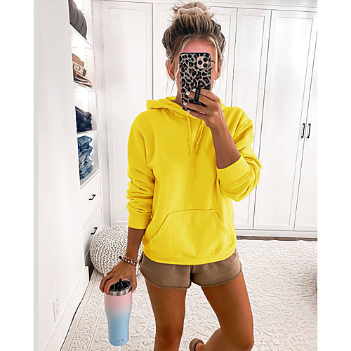 Women's Pullover Hoodie Sweatshirt Plain Daily Basic Casual Hoodies Sweatshirts Cotton Loose Yellow Blushing Pink Gray
Women's Pullover Hoodie Sweatshirt Plain Daily Basic Casual Hoodies Sweatshirts Cotton Loose Yellow Blushing Pink Gray