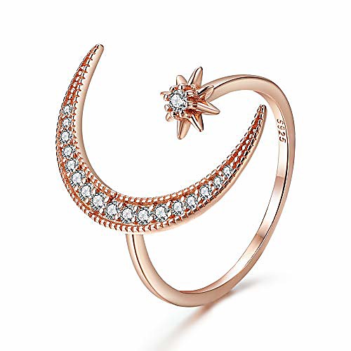 crescent moon star adjustable ring 925 sterling silver cubic zirconia opening ring jewelry gift with box for women teens
crescent moon star adjustable ring 925 sterling silver cubic zirconia opening ring jewelry gift with box for women teens