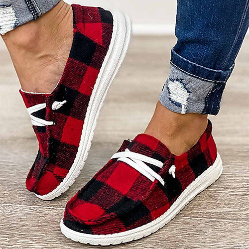 Women's Flats Slip-on Sneakers Flat Heel Closed Toe Casual Daily Walking Shoes Canvas Lace-up Leopard Leopard Red Black
Women's Flats Slip-on Sneakers Flat Heel Closed Toe Casual Daily Walking Shoes Canvas Lace-up Leopard Leopard Red Black