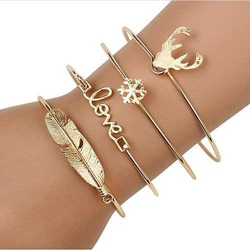 4pcs Women's Wrap Bracelet Bracelet Pendant Bracelet 3D Vintage Theme Fashion Alloy Bracelet Jewelry Gold / Silver For Christmas Halloween Party Evening Gift Date
4pcs Women's Wrap Bracelet Bracelet Pendant Bracelet 3D Vintage Theme Fashion Alloy Bracelet Jewelry Gold / Silver For Christmas Halloween Party Evening Gift Date