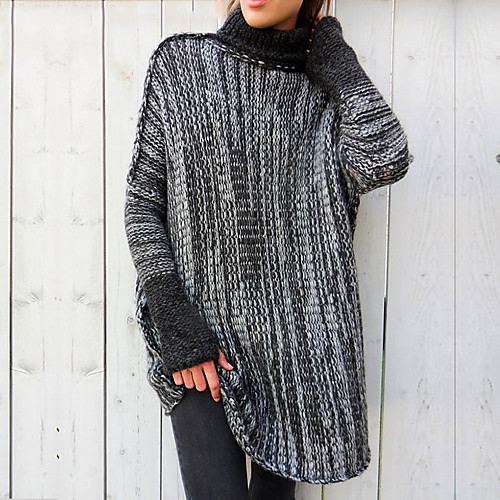 Women's Knitted Color Block Pullover Long Sleeve Sweater Cardigans Turtleneck Fall Winter Light Brown Light gray Dark Gray
Women's Knitted Color Block Pullover Long Sleeve Sweater Cardigans Turtleneck Fall Winter Light Brown Light gray Dark Gray