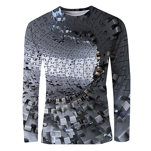 Men's T shirt 3D Print Graphic Optical Illusion Print Long Sleeve Daily Tops Basic Elegant Round Neck Gray
Men's T shirt 3D Print Graphic Optical Illusion Print Long Sleeve Daily Tops Basic Elegant Round Neck Gray