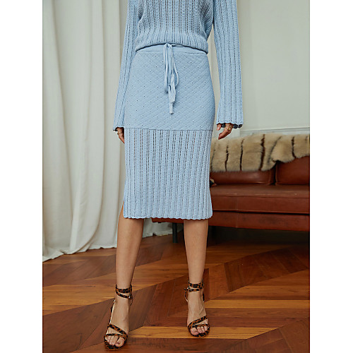 Women's Going out Weekend Active Basic Skirts Solid Colored Drawstring Knitting Blue
Women's Going out Weekend Active Basic Skirts Solid Colored Drawstring Knitting Blue