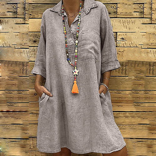 Women's Shift Dress Knee Length Dress Gray Khaki Green Black Long Sleeve Solid Color Patchwork Fall Spring Casual Oversized Linen S M L XL XXL 3XL
Women's Shift Dress Knee Length Dress Gray Khaki Green Black Long Sleeve Solid Color Patchwork Fall Spring Casual Oversized Linen S M L XL XXL 3XL