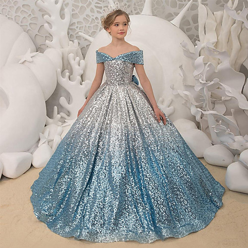 Princess Sweep / Brush Train Flower Girl Dresses Party Sequined Short Sleeve Off Shoulder with Bow(s)
Princess Sweep / Brush Train Flower Girl Dresses Party Sequined Short Sleeve Off Shoulder with Bow(s)
