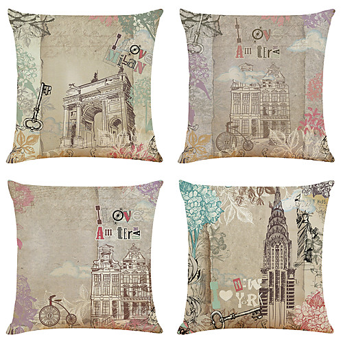Set of 4 Retro Building Faux Linen Square Decorative Throw Pillow Cases Sofa Cushion Covers 18x18
Set of 4 Retro Building Faux Linen Square Decorative Throw Pillow Cases Sofa Cushion Covers 18x18