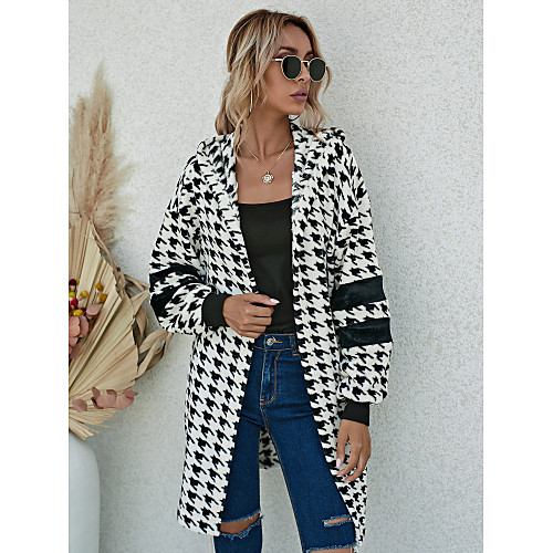 Women's Coat Daily Fall & Winter Long Coat Loose Jacket Long Sleeve Houndstooth Black
Women's Coat Daily Fall & Winter Long Coat Loose Jacket Long Sleeve Houndstooth Black