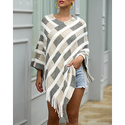 Women's Tassel Knitted Plaid Pullover Long Sleeve Sweater Cardigans V Neck Fall Winter Black Blue Red
Women's Tassel Knitted Plaid Pullover Long Sleeve Sweater Cardigans V Neck Fall Winter Black Blue Red