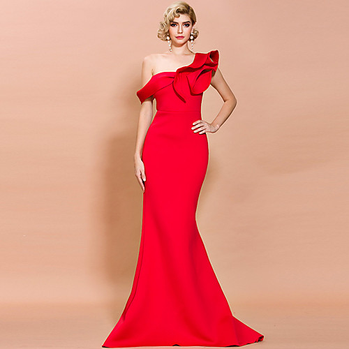 Mermaid / Trumpet Elegant Sexy Prom Formal Evening Valentine's Day Dress One Shoulder Sleeveless Sweep / Brush Train Spandex with Ruffles 2021
Mermaid / Trumpet Elegant Sexy Prom Formal Evening Valentine's Day Dress One Shoulder Sleeveless Sweep / Brush Train Spandex with Ruffles 2021