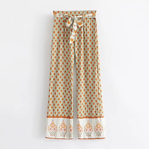 Women's Basic Streetwear Comfort Daily Going out Wide Leg Pants Pants Print Full Length Orange
Women's Basic Streetwear Comfort Daily Going out Wide Leg Pants Pants Print Full Length Orange
