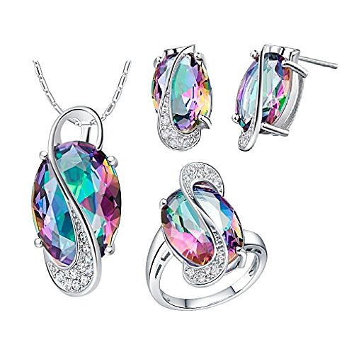 women anniversary engagement jewelry ring set with rainbow stone, platinum plated earrings studs pendant necklace jewlery set for women mom friend birthday gift t472
women anniversary engagement jewelry ring set with rainbow stone, platinum plated earrings studs pendant necklace jewlery set for women mom friend birthday gift t472