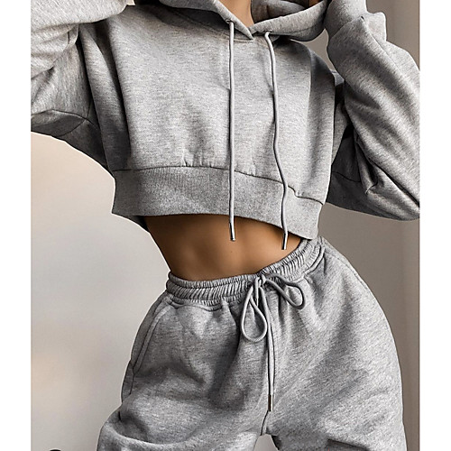 Women's Basic Solid Color Causal Two Piece Set Crop Top Hoodie Tracksuit Pant Loungewear Jogger Pants Drawstring Patchwork Tops
Women's Basic Solid Color Causal Two Piece Set Crop Top Hoodie Tracksuit Pant Loungewear Jogger Pants Drawstring Patchwork Tops
