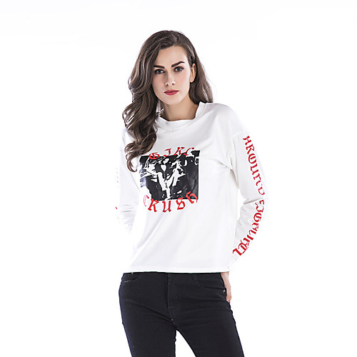 Women's Blouse Shirt Letter Long Sleeve Print Round Neck Basic Tops White Black
Women's Blouse Shirt Letter Long Sleeve Print Round Neck Basic Tops White Black
