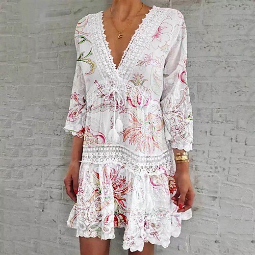 Women's A Line Dress Maxi long Dress Blue Gray White Red Light Blue 3/4 Length Sleeve Floral Lace up Jacquard Print Fall Summer V Neck Casual Boho 2021 S M L XL XXL 3XL 4XL
Women's A Line Dress Maxi long Dress Blue Gray White Red Light Blue 3/4 Length Sleeve Floral Lace up Jacquard Print Fall Summer V Neck Casual Boho 2021 S M L XL XXL 3XL 4XL
